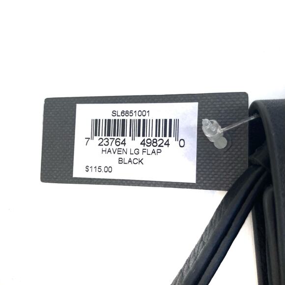 Fossil Black Pebbled Leather Flap Wristlet Wallet  Minimalist Leather Staple NEW - Picture 8 of 12